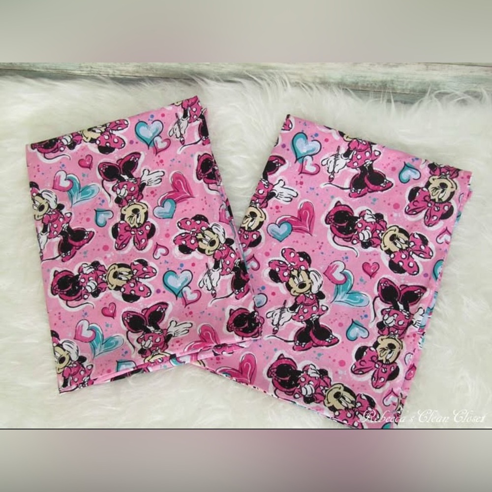 Pink Minnie Mouse Designs Handmade Standard Pillowcase Set NWOT!